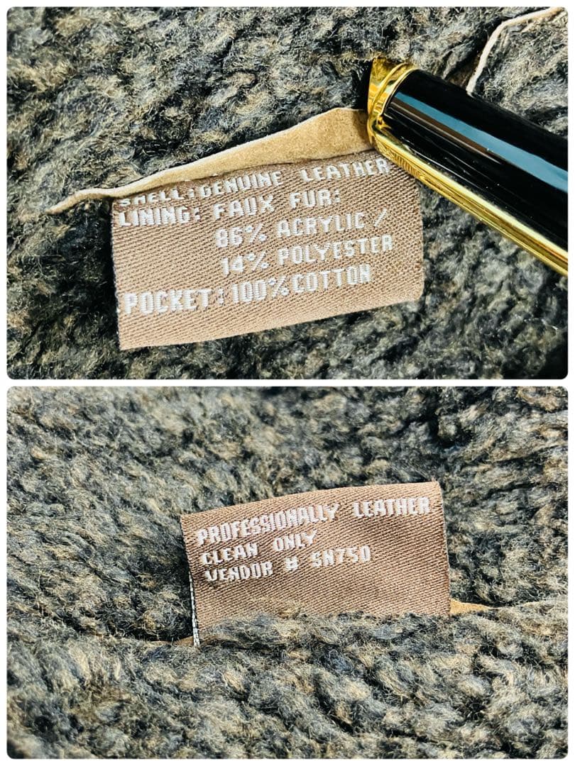 【希少サイズ　リアルムートン】　ムートンコートGUESS ボア　本革　L