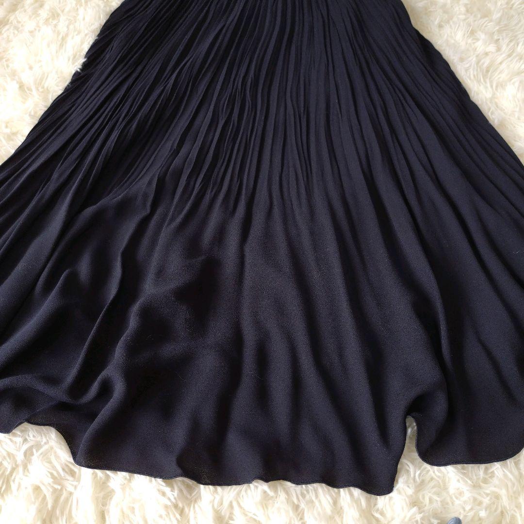 大きいサイズ アンタイトル プリーツワンピース 50 紺