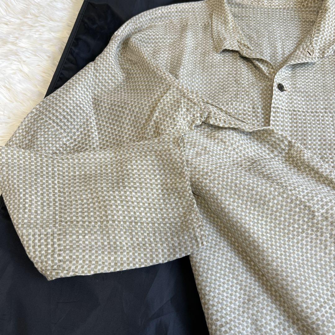 美品✨ババグーリ シルク×コットン ロングスリーブシャツ 総柄 洗える 近年