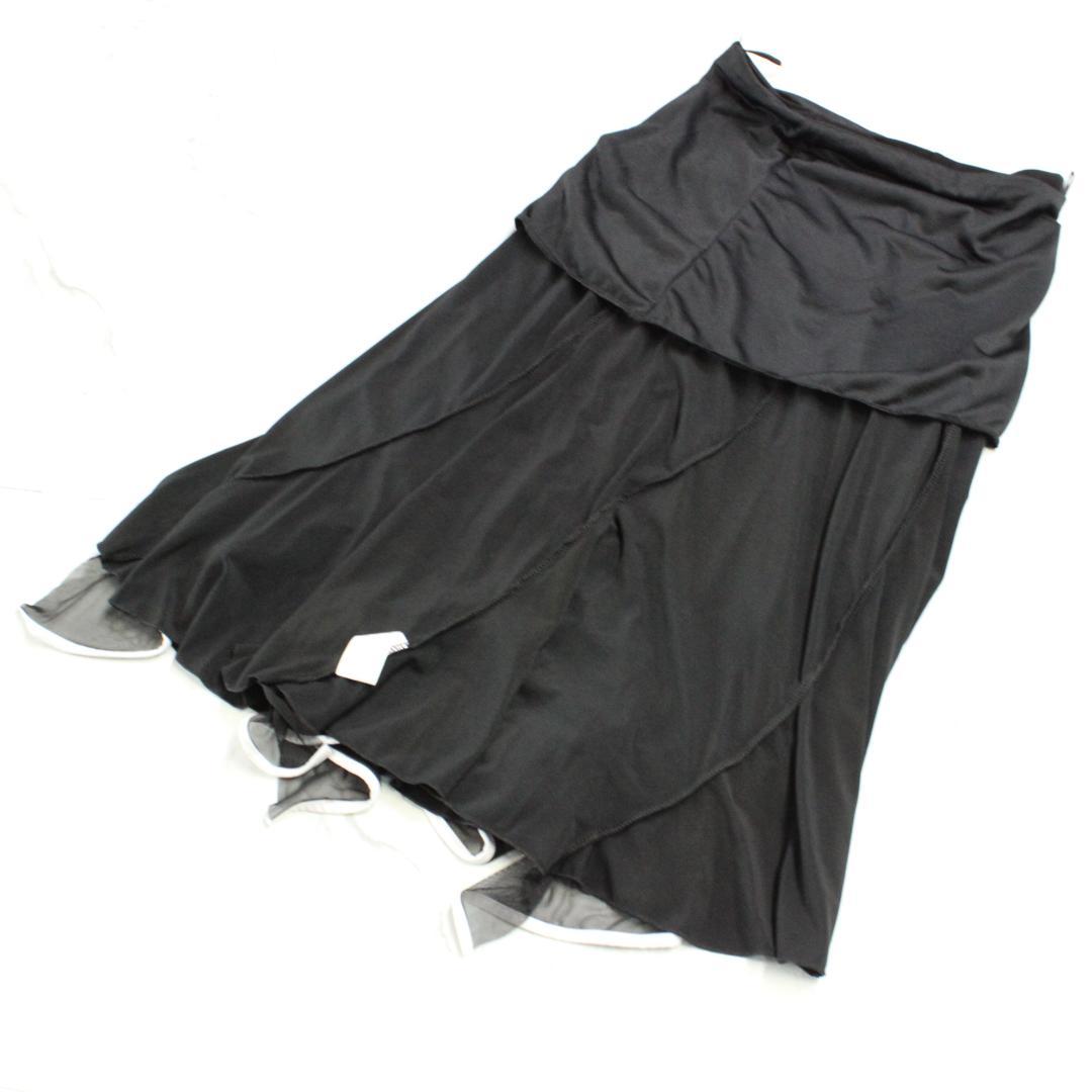 【美品 社交ダンス衣装】上下セット トップス スカート 黒 白 ホワイト