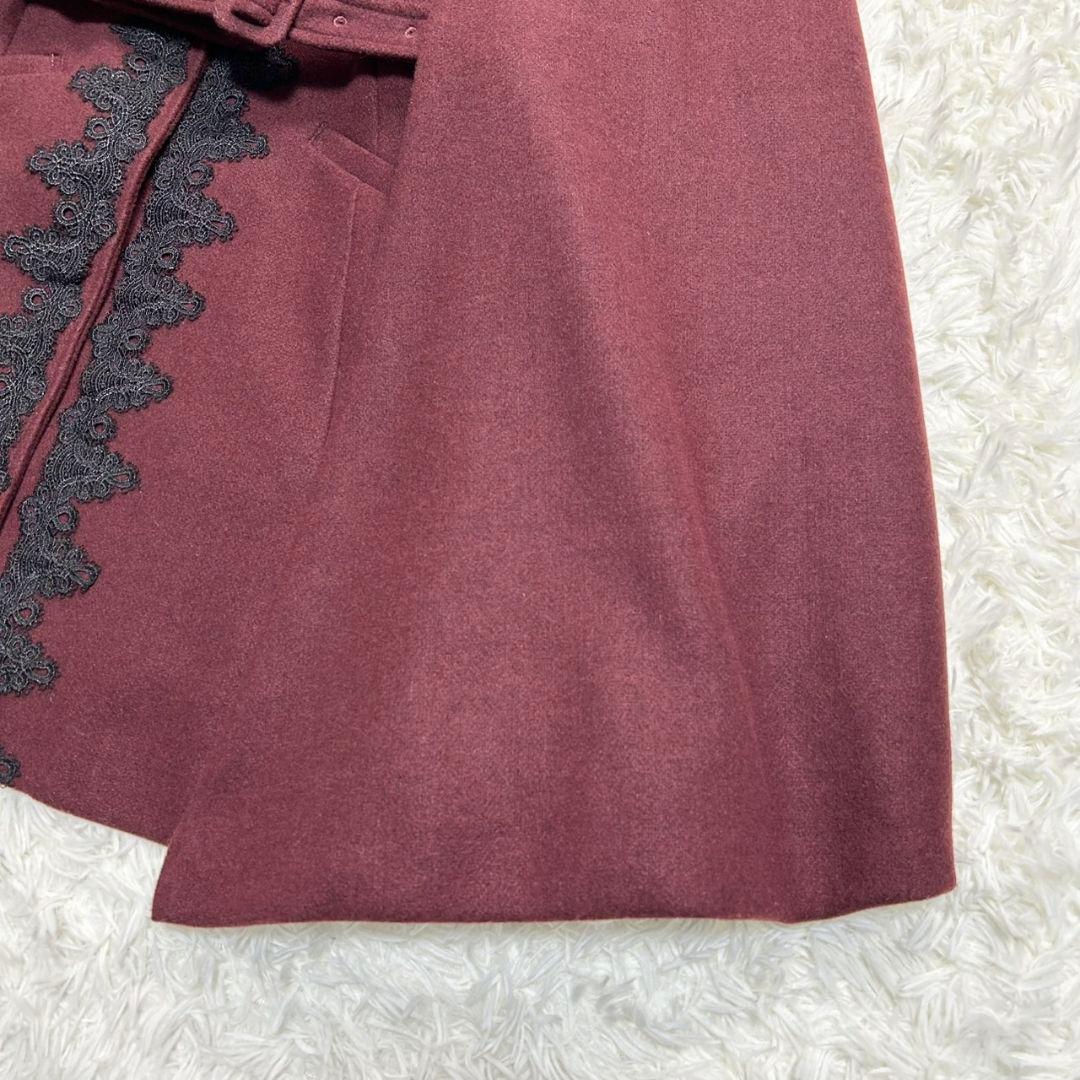 【美品】アクシーズファム クラシックケープコート ポンチョ ワインレッド M
