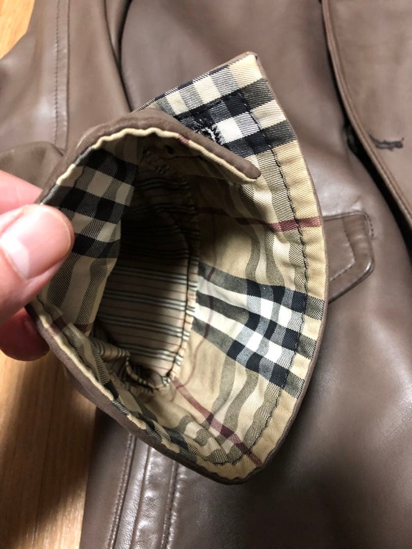 バーバリー・ブラックレーベル ラビットファー付 ラムレザーコート 羊革 Mサイズ