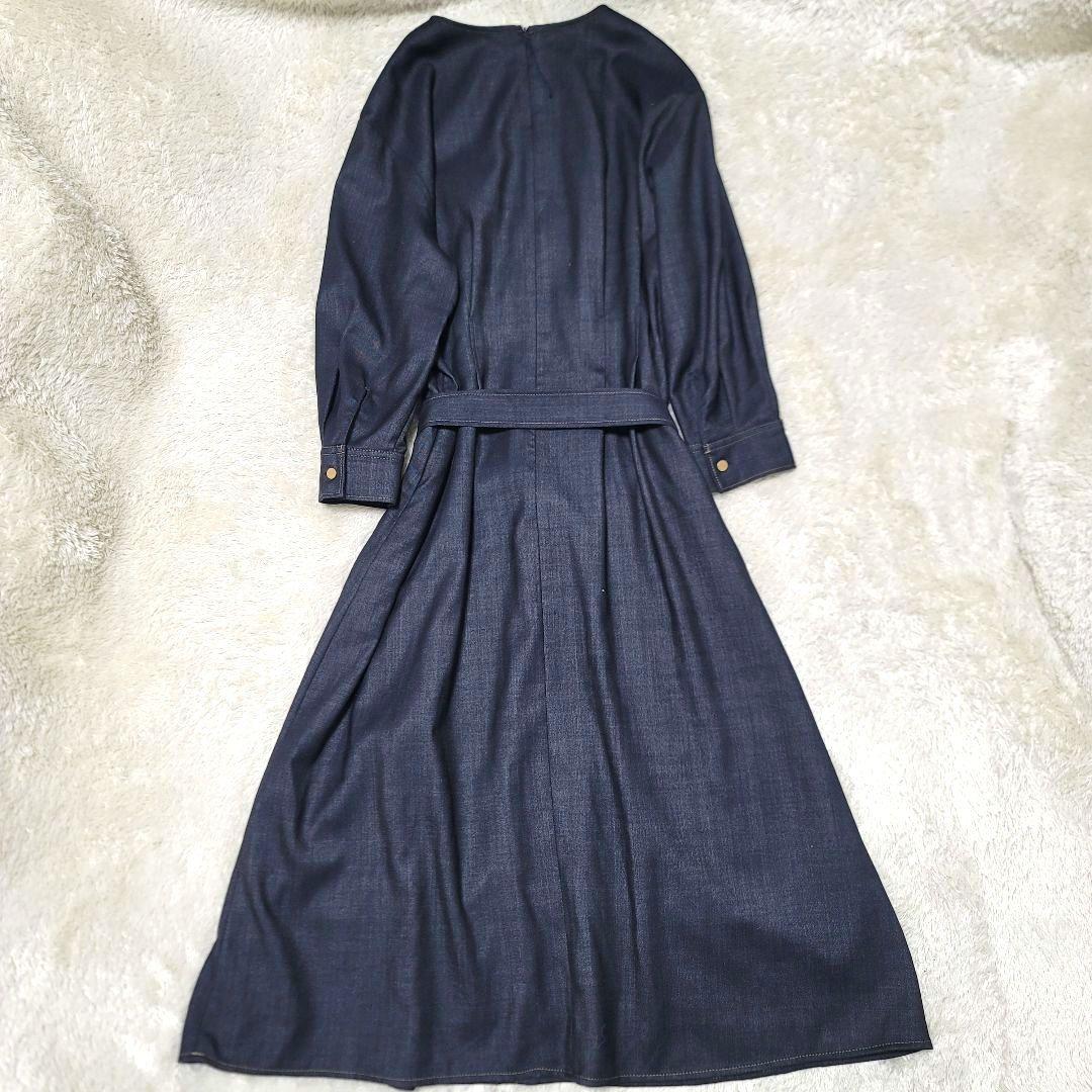 極美品✨25年モデル✨自由区 デニムライクツイル ワンピース ベルト 洗える