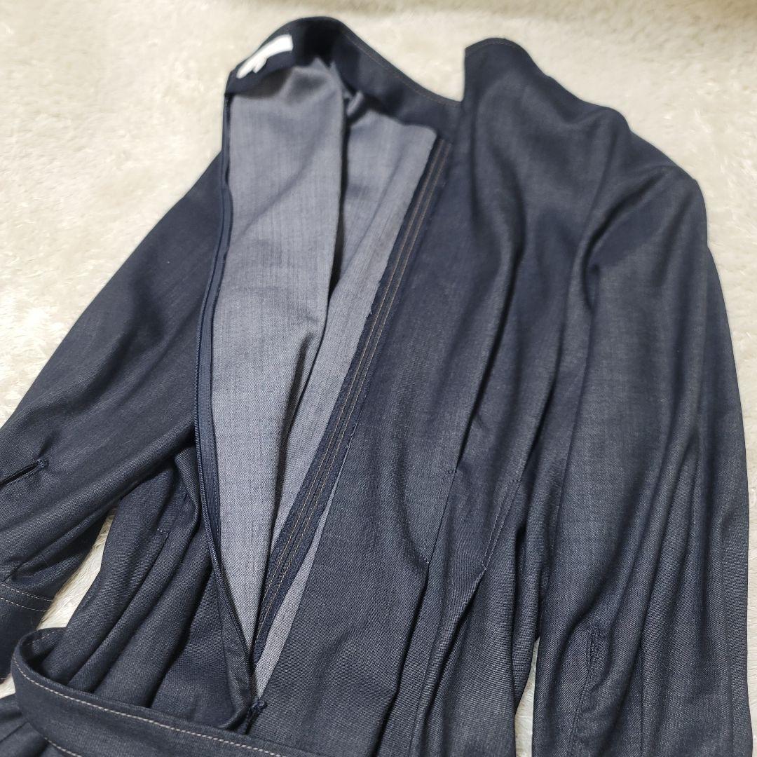 極美品✨25年モデル✨自由区 デニムライクツイル ワンピース ベルト 洗える