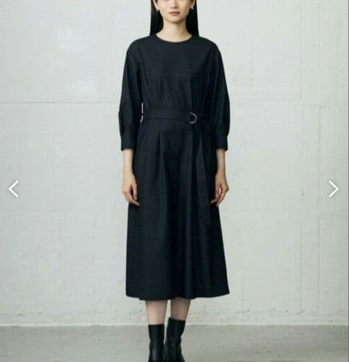 極美品✨25年モデル✨自由区 デニムライクツイル ワンピース ベルト 洗える