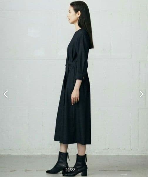 極美品✨25年モデル✨自由区 デニムライクツイル ワンピース ベルト 洗える