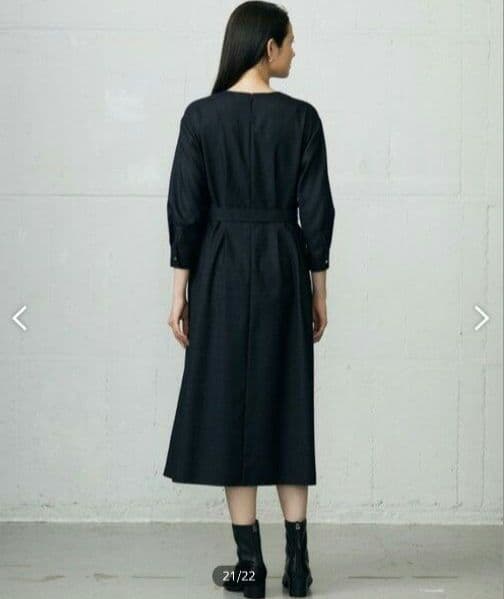 極美品✨25年モデル✨自由区 デニムライクツイル ワンピース ベルト 洗える