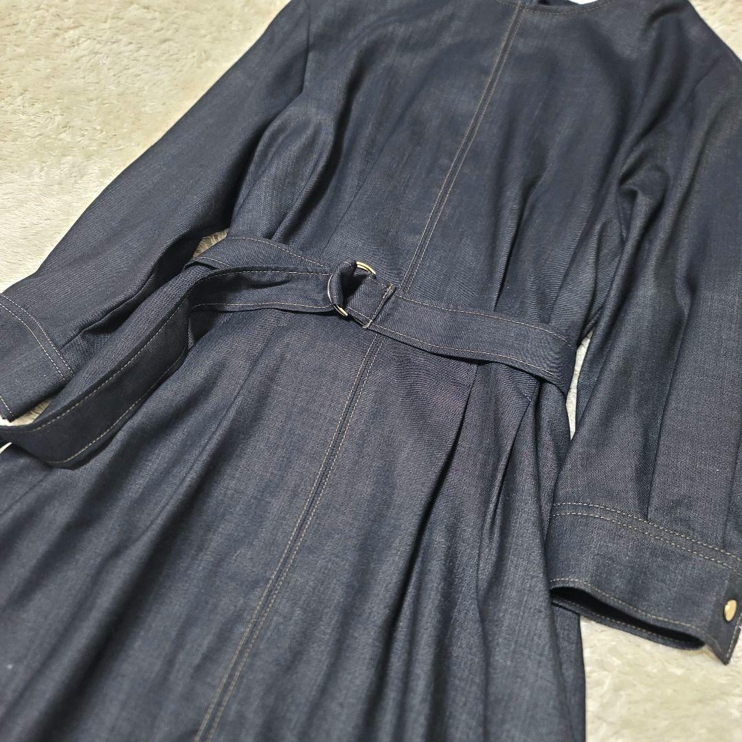 極美品✨25年モデル✨自由区 デニムライクツイル ワンピース ベルト 洗える