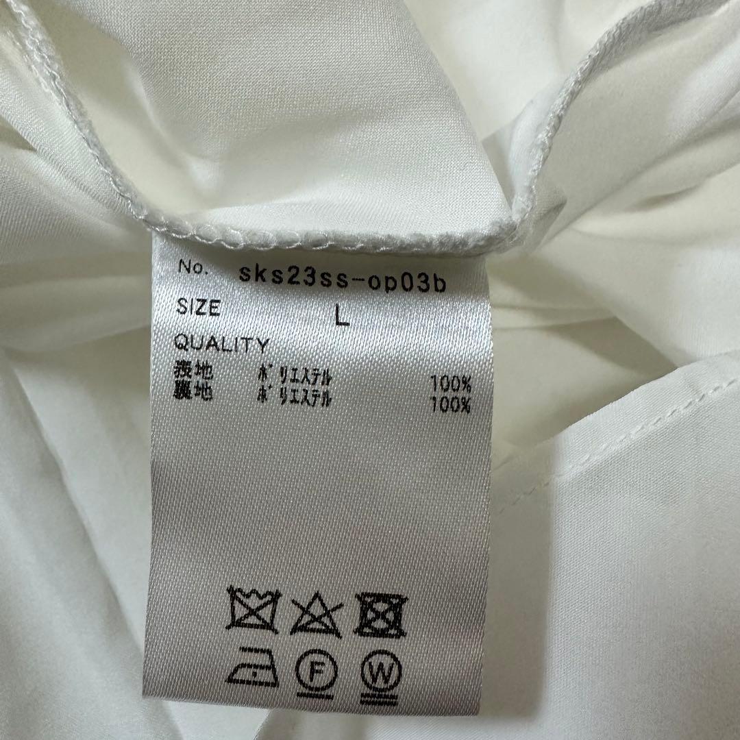 ホワイトレースマキシドレス 七分袖 Vネック