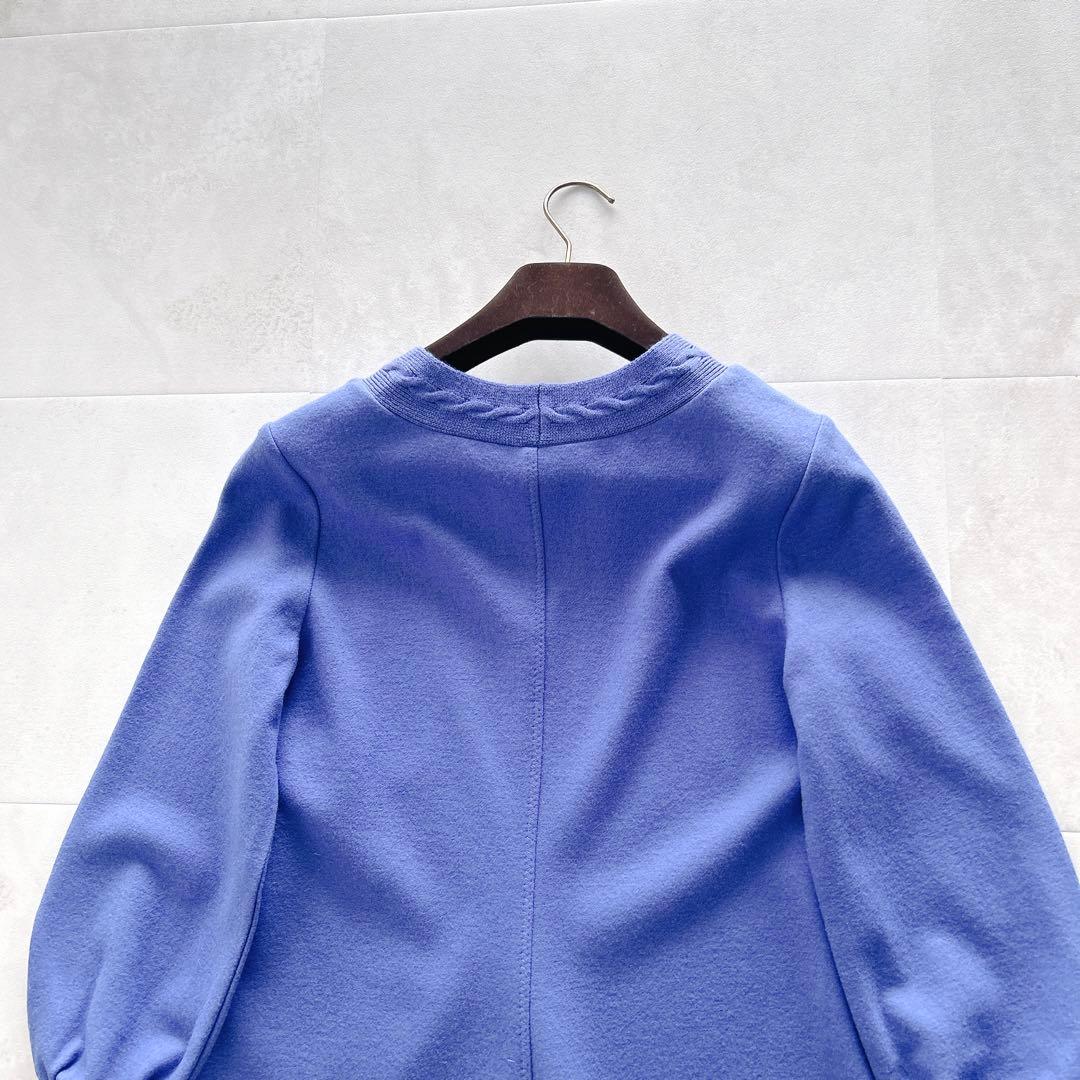 希少✨人気アナイ　スムースジャージーケーブルワンピース　ブルーボリュームスリーブ