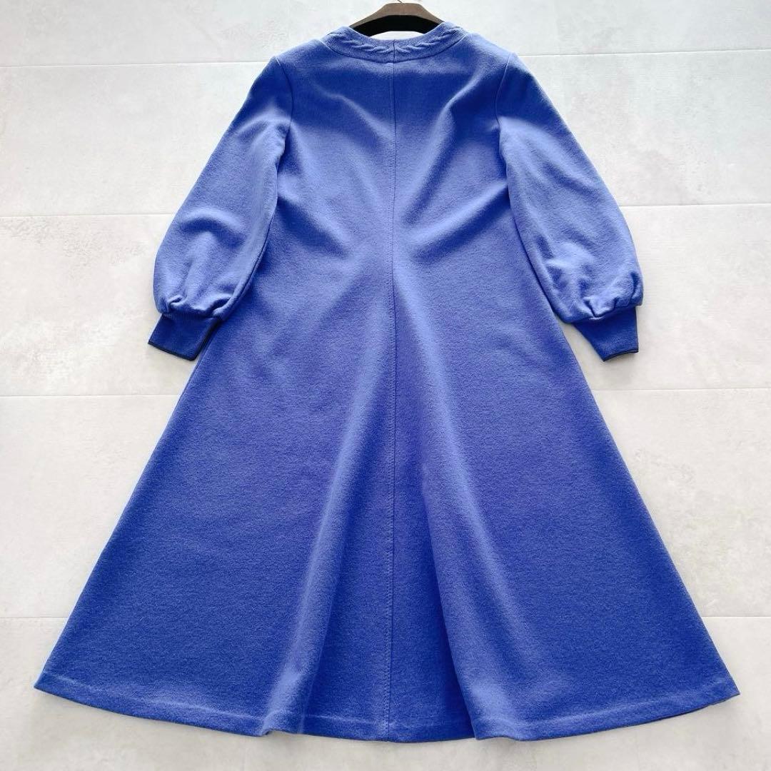 希少✨人気アナイ　スムースジャージーケーブルワンピース　ブルーボリュームスリーブ