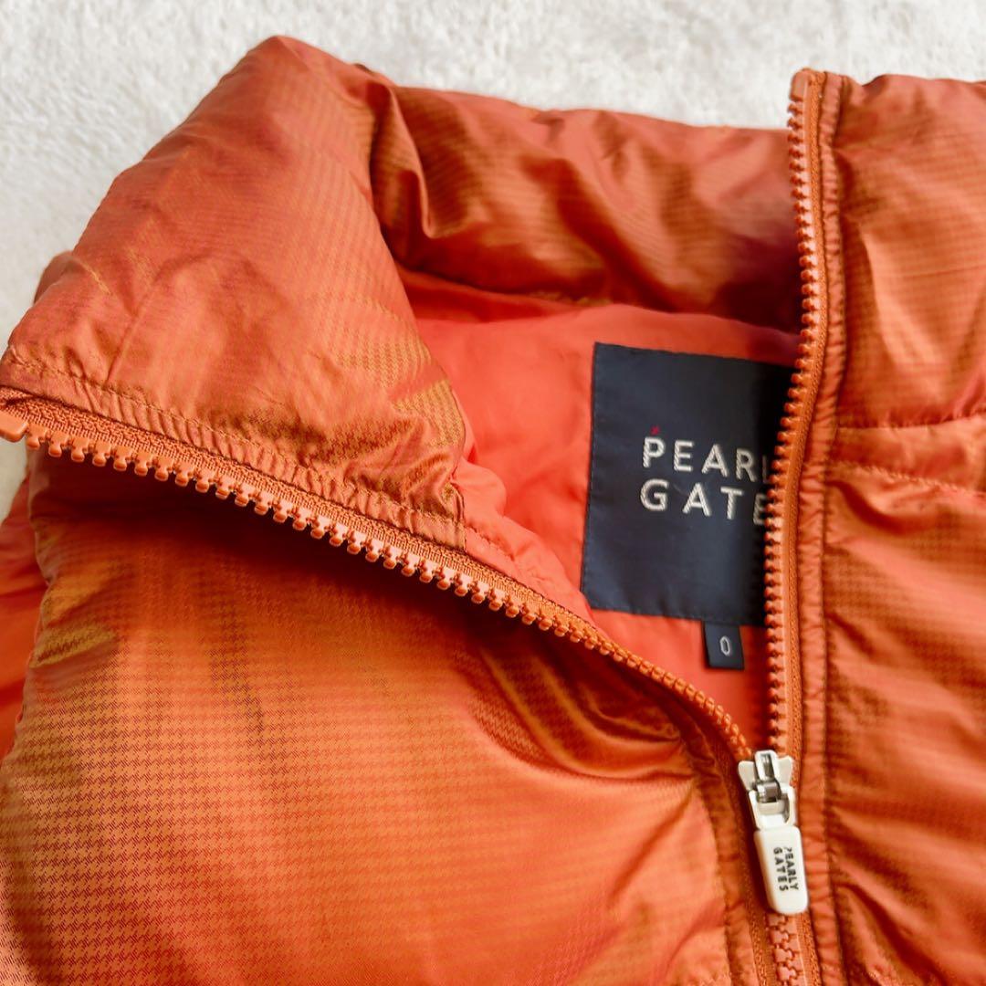 美品　　パーリーゲイツ　ダウン　ベスト　オレンジ　リブ　ワッペン