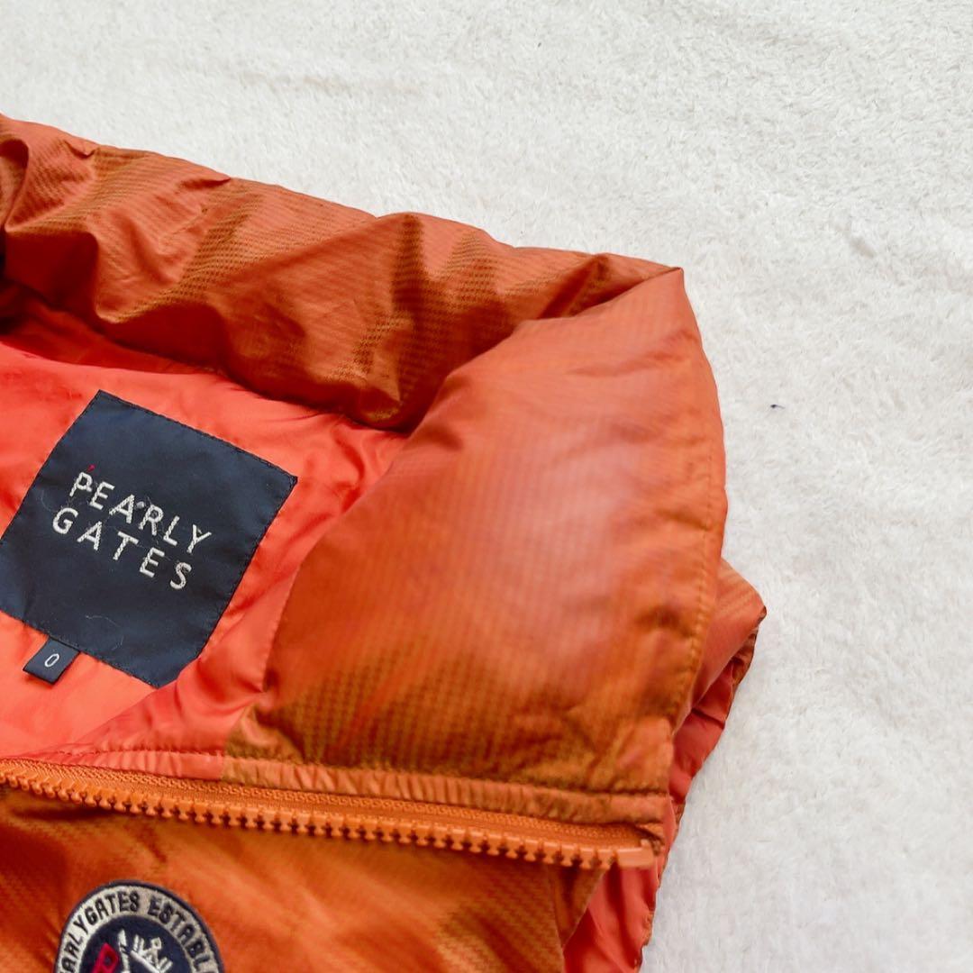 美品　　パーリーゲイツ　ダウン　ベスト　オレンジ　リブ　ワッペン