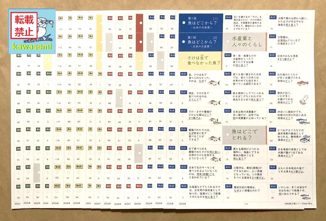 カット済【中学受験】予習シリーズ 社会 5年上(第1-4回) 地理 暗記カードa