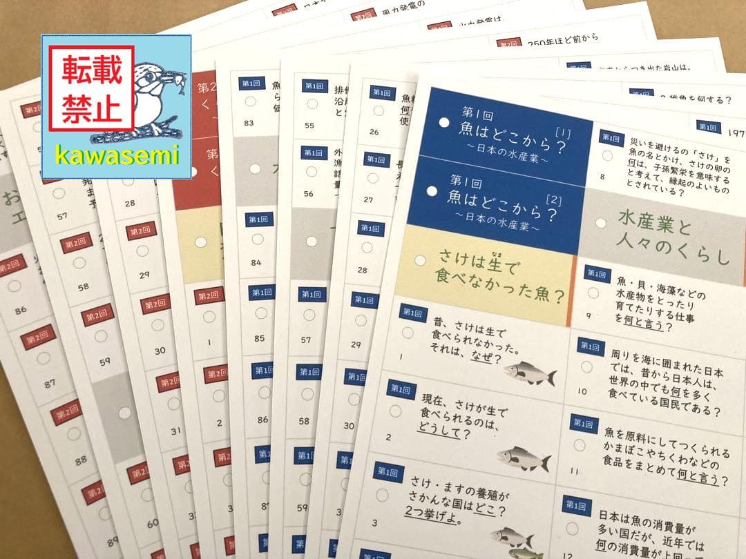 カット済【中学受験】予習シリーズ 社会 5年上(第1-4回) 地理 暗記カードa