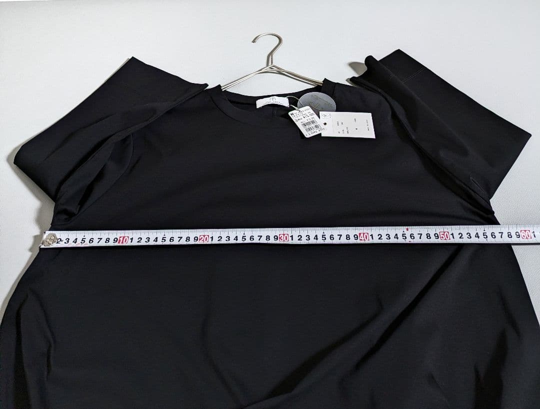 新品◎Aga／バックロング ヘムラインロングカットソー チュニック ブラック黒