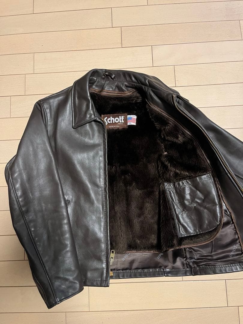 ◆美品/ブラウン　SCHOTT シングルライダース 642 サイズ34