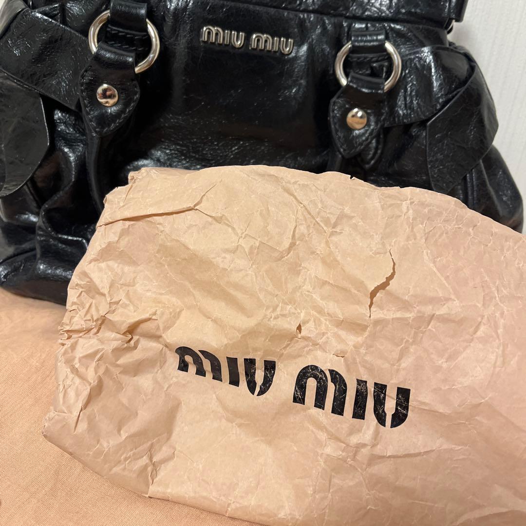 miumiu VITELLO LUX サイドリボン 2wayバッグ 黒