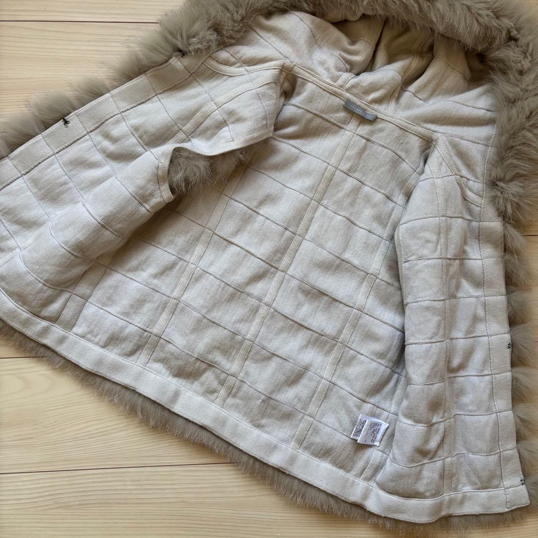 美品　セオリーリュクス　フォックスファー　フードベスト　ジレ　ベージュ