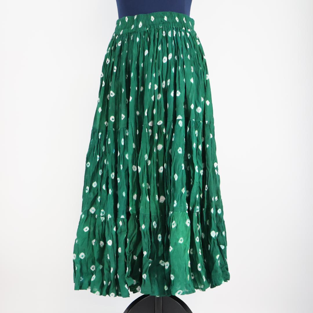 【ベリーダンス用衣装】グリーン ボリューム ジプシースカート フレア フリル 緑