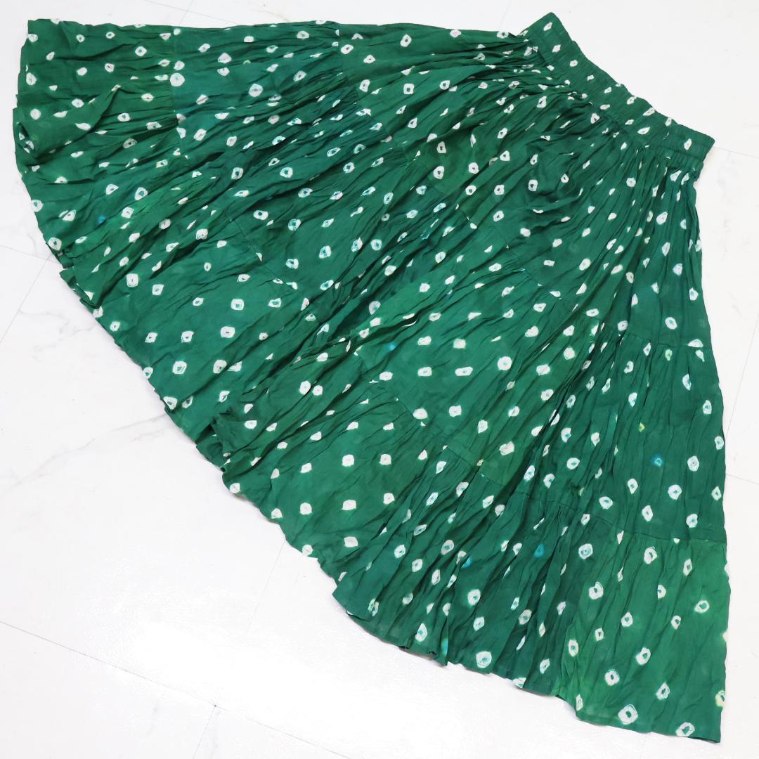 【ベリーダンス用衣装】グリーン ボリューム ジプシースカート フレア フリル 緑