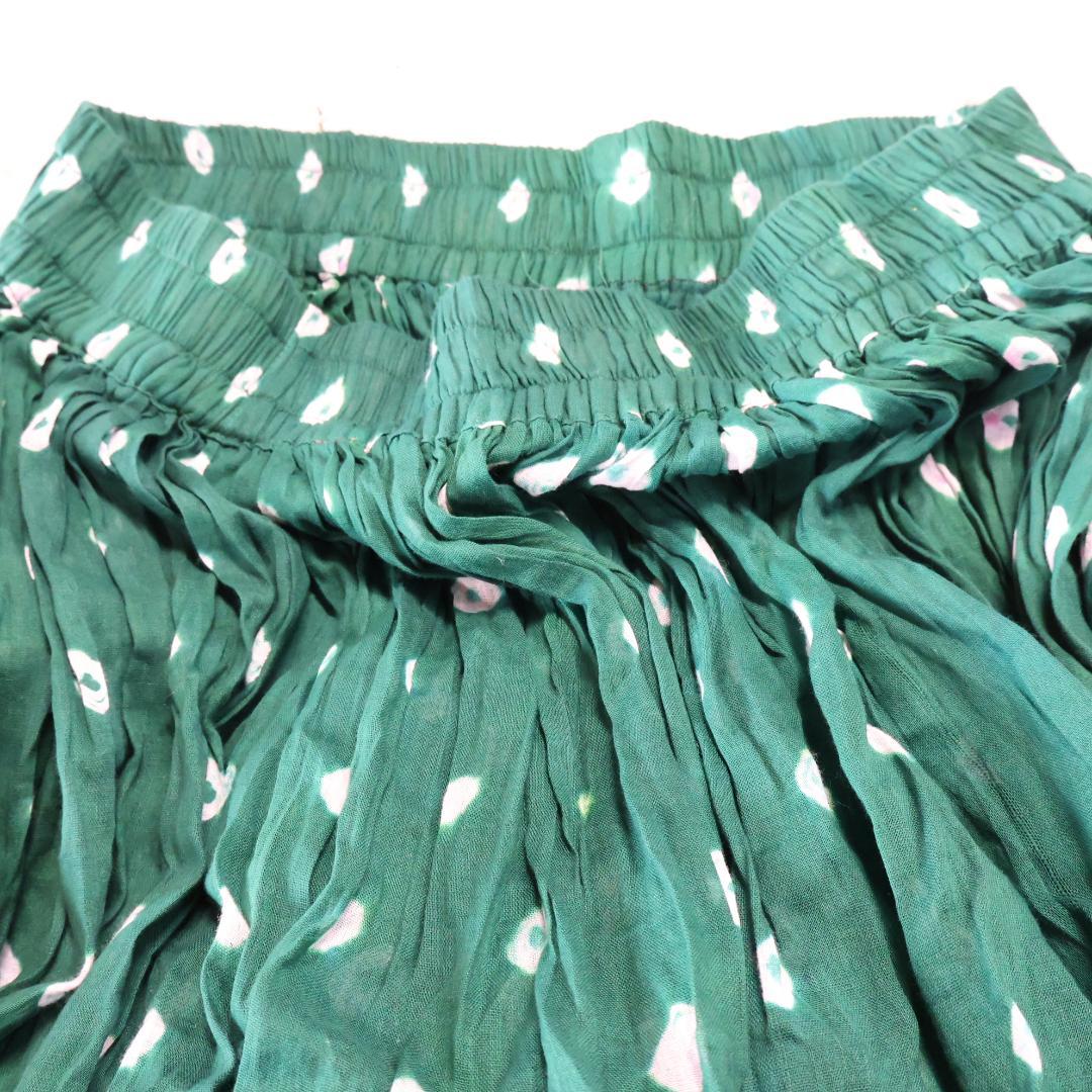 【ベリーダンス用衣装】グリーン ボリューム ジプシースカート フレア フリル 緑