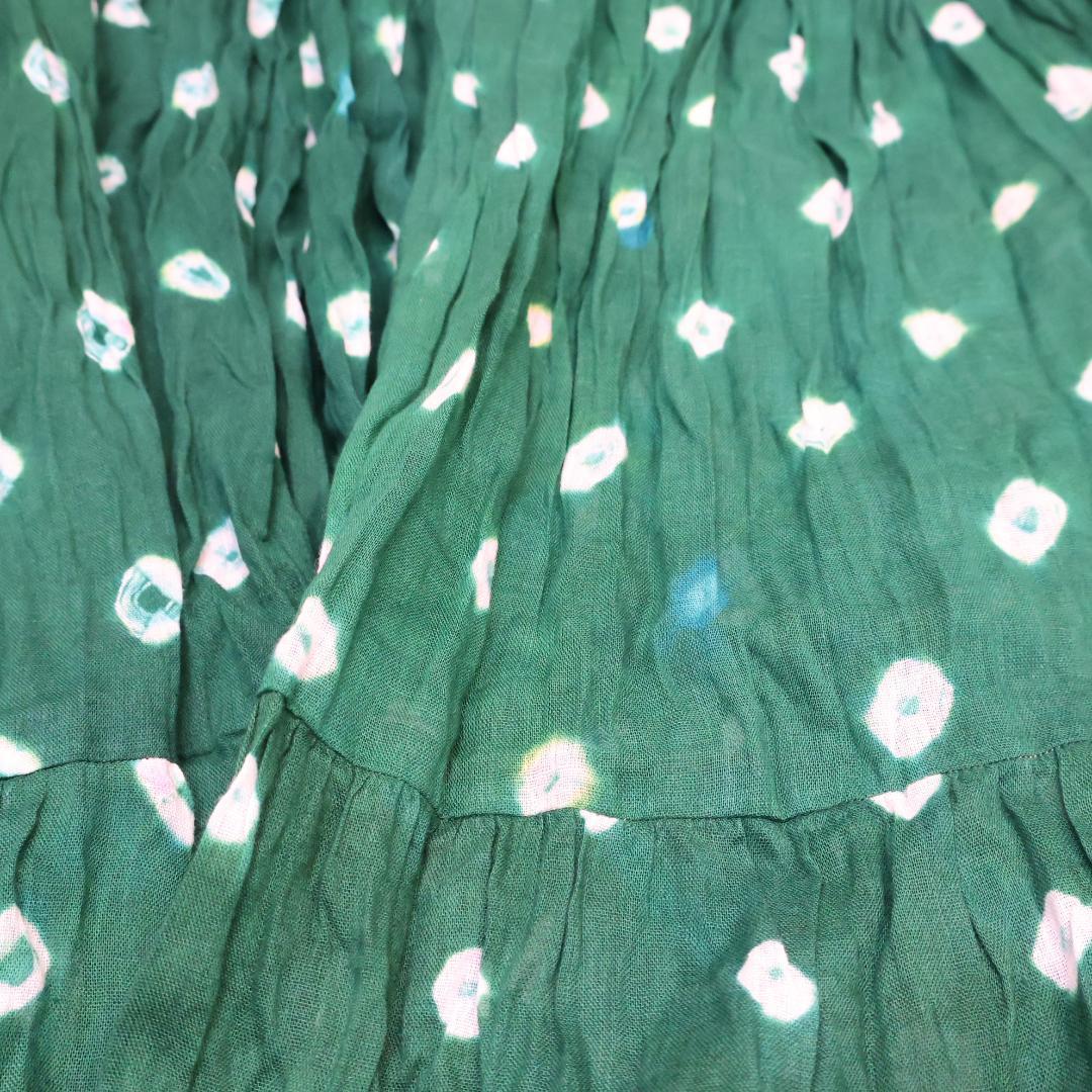 【ベリーダンス用衣装】グリーン ボリューム ジプシースカート フレア フリル 緑