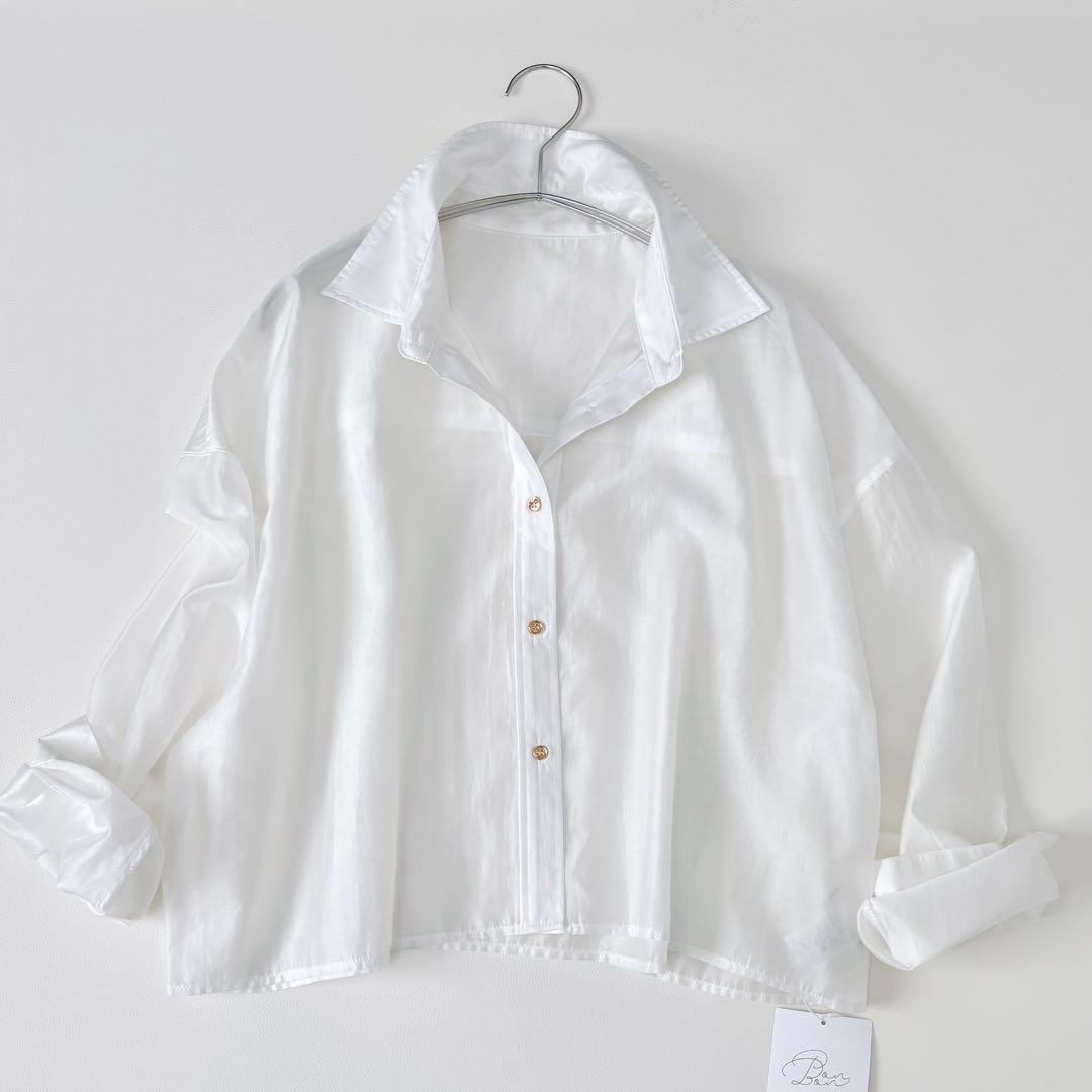 新品未使用　La boutique BonBonシアークロップドシャツ　ゆったり