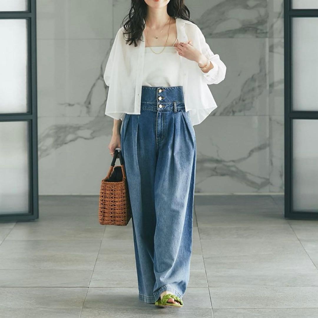 新品未使用　La boutique BonBonシアークロップドシャツ　ゆったり