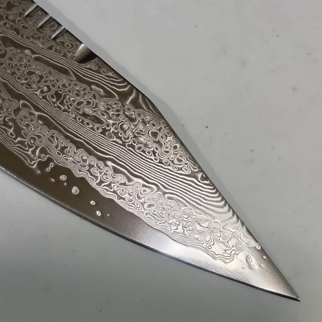 V金10号 67層ダマスカス鋼 ハイポリッシュ 切付 牛刀包丁 レジンウッド柄