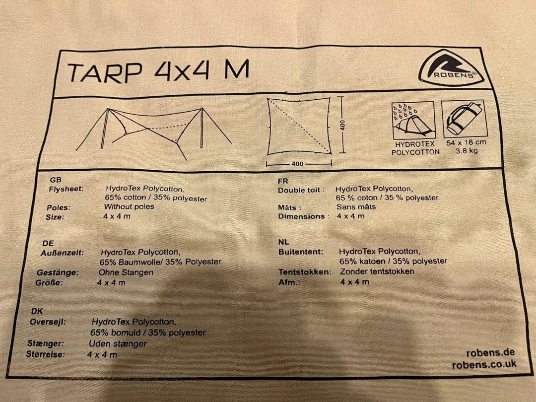 【値下げ】ローベンス ROBENS タープ TARP 4×4