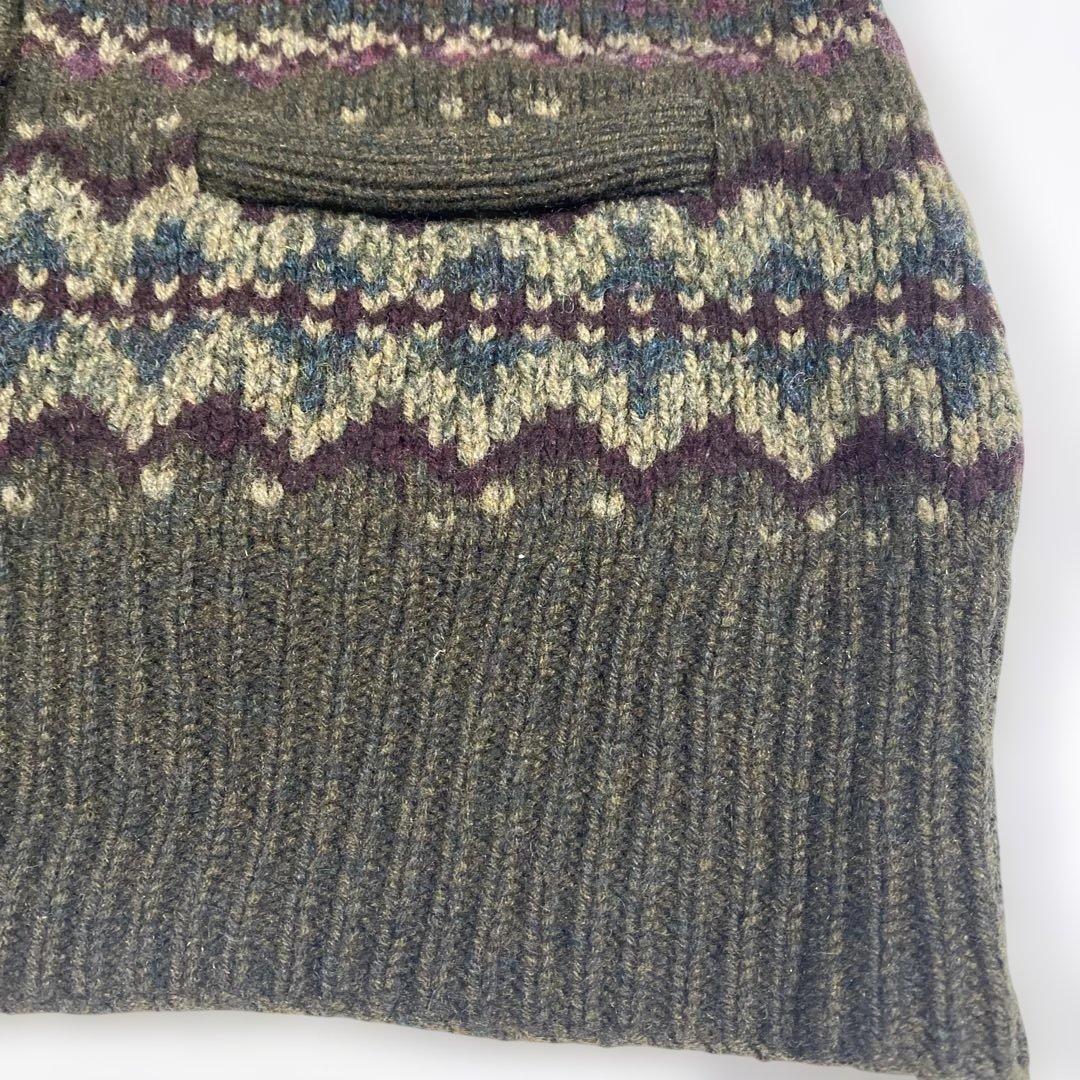 ラルフローレン ニットベスト フェアアイル　オリーブグリーン　カシミヤ混