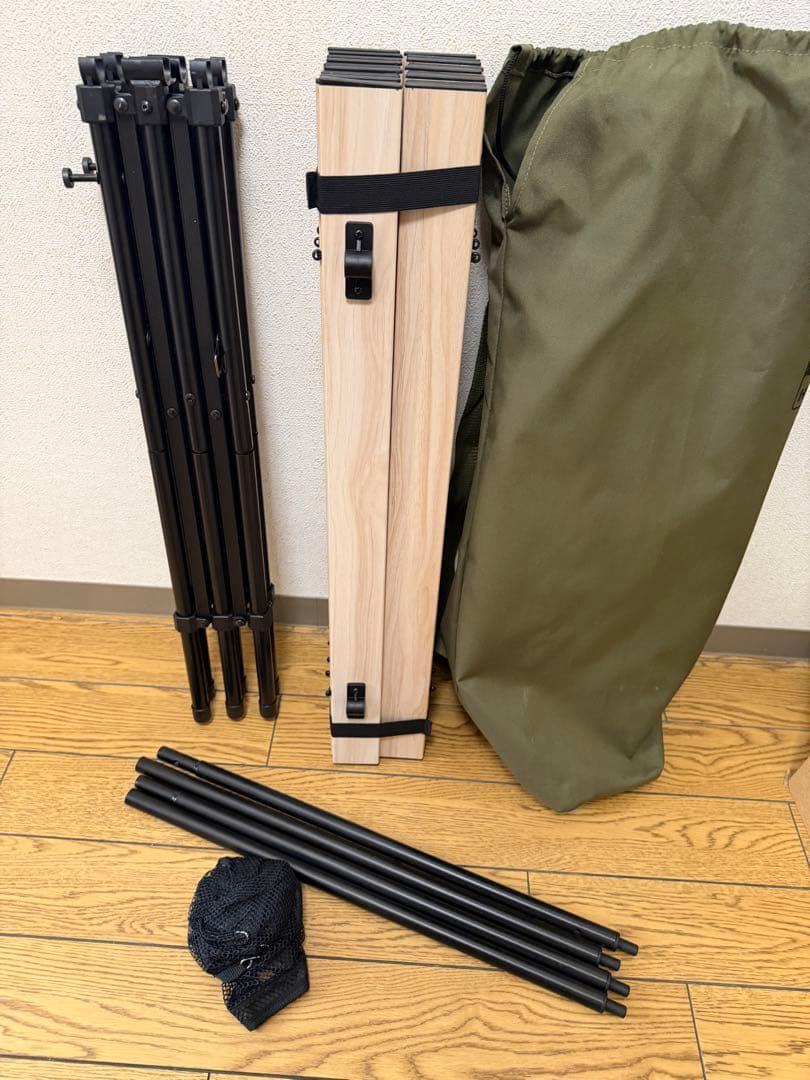 HUGEL アウトドア アルミ ロールトップ テーブル L ウッドグレイン