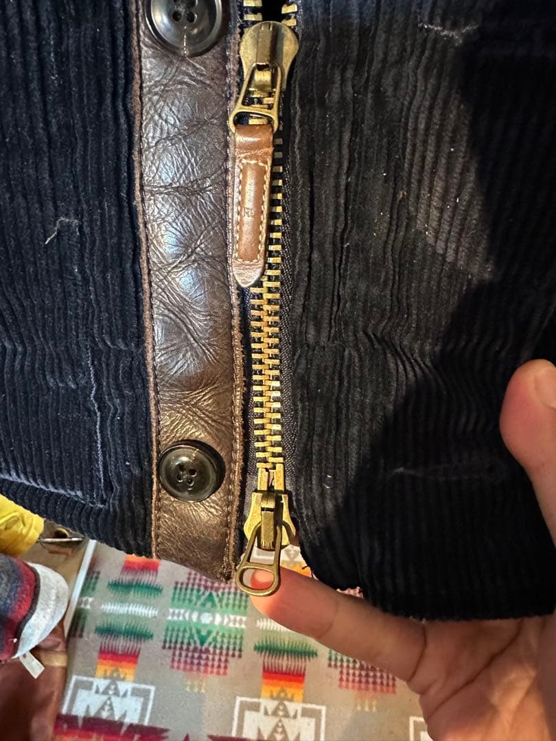 ラルフローレン　ダウンベスト　コーズ　レザー　ralph laurent L