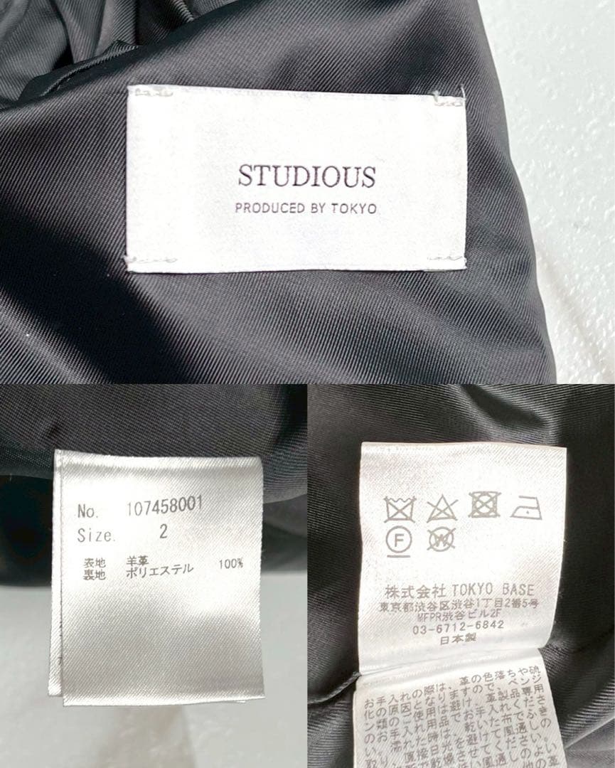 美品　ステュディオス　シングルライダースジャケット　ラムレザー　ブラック