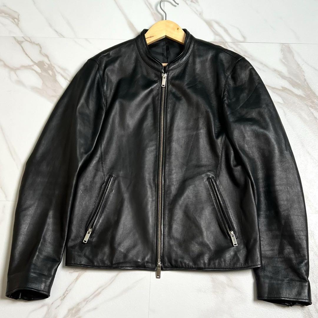 美品　ステュディオス　シングルライダースジャケット　ラムレザー　ブラック