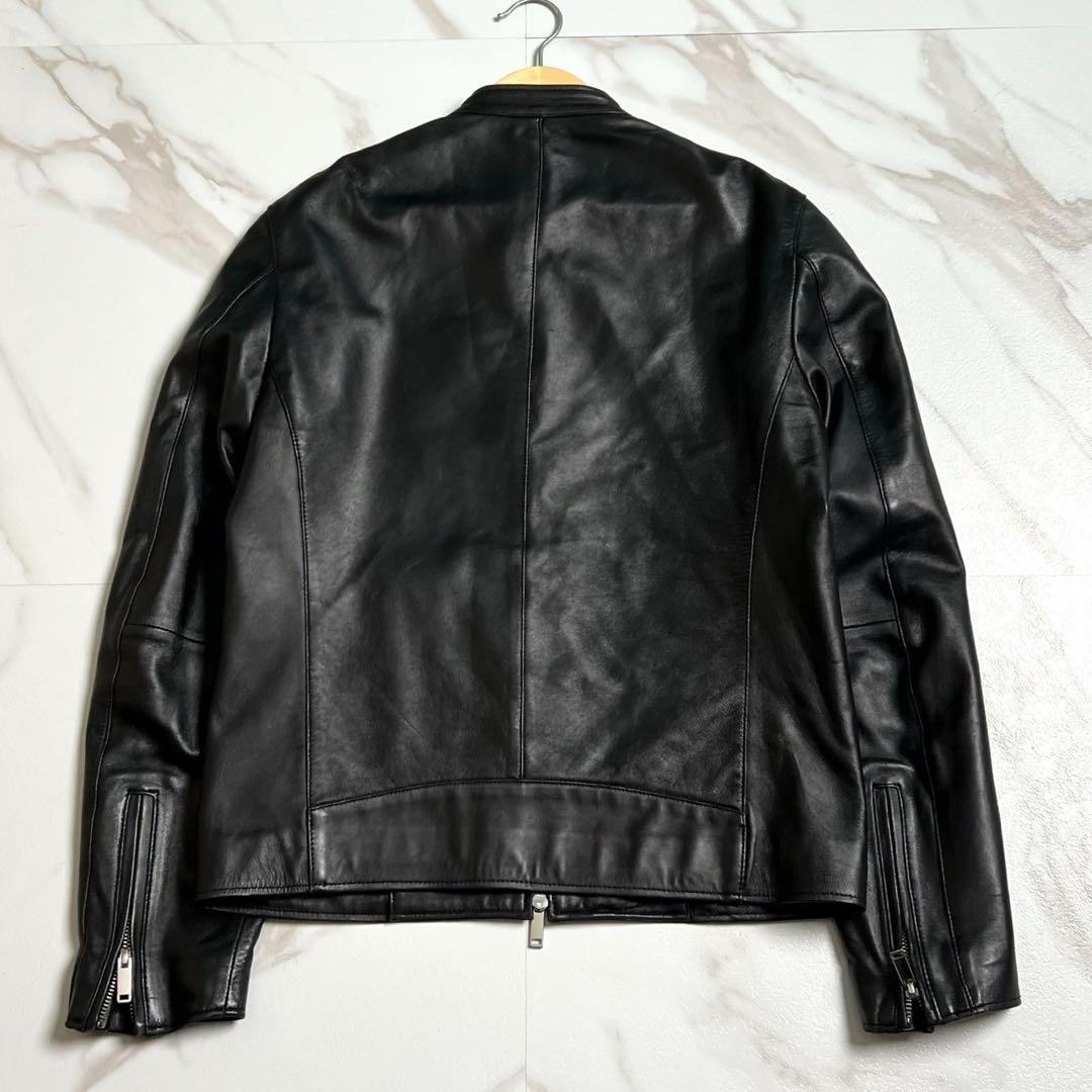 美品　ステュディオス　シングルライダースジャケット　ラムレザー　ブラック