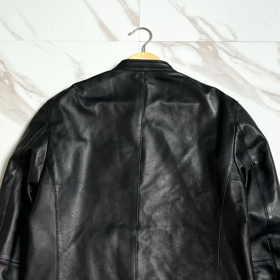 美品　ステュディオス　シングルライダースジャケット　ラムレザー　ブラック