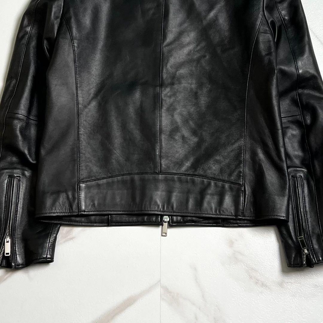 美品　ステュディオス　シングルライダースジャケット　ラムレザー　ブラック