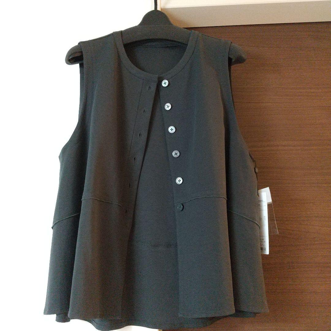 新品タグ付 ベスト 黒 ブラック ジレ ゆったり l ll 今季購入 未使用 春