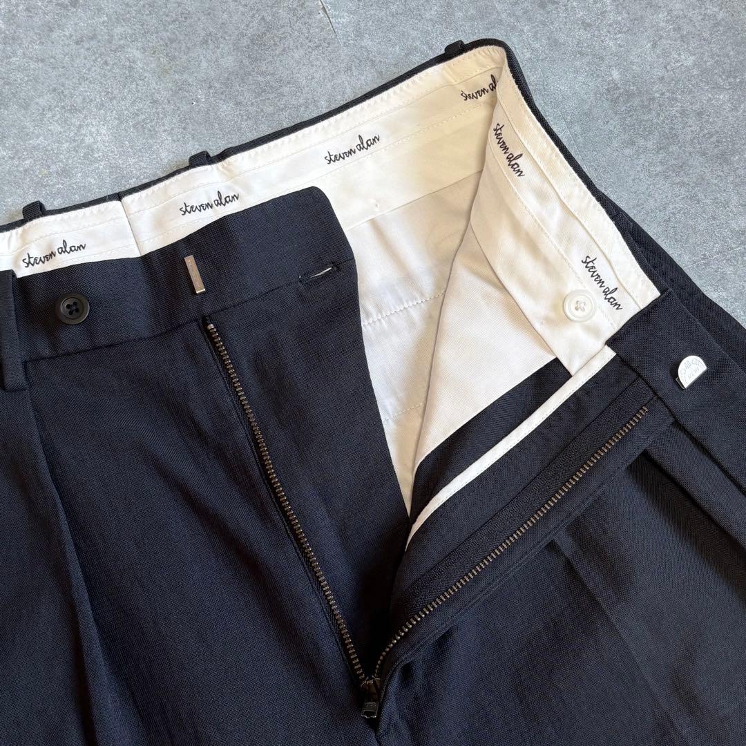 【美品】スティーブンアラン リネン混 ワイドフィット ポリコットンパンツ M