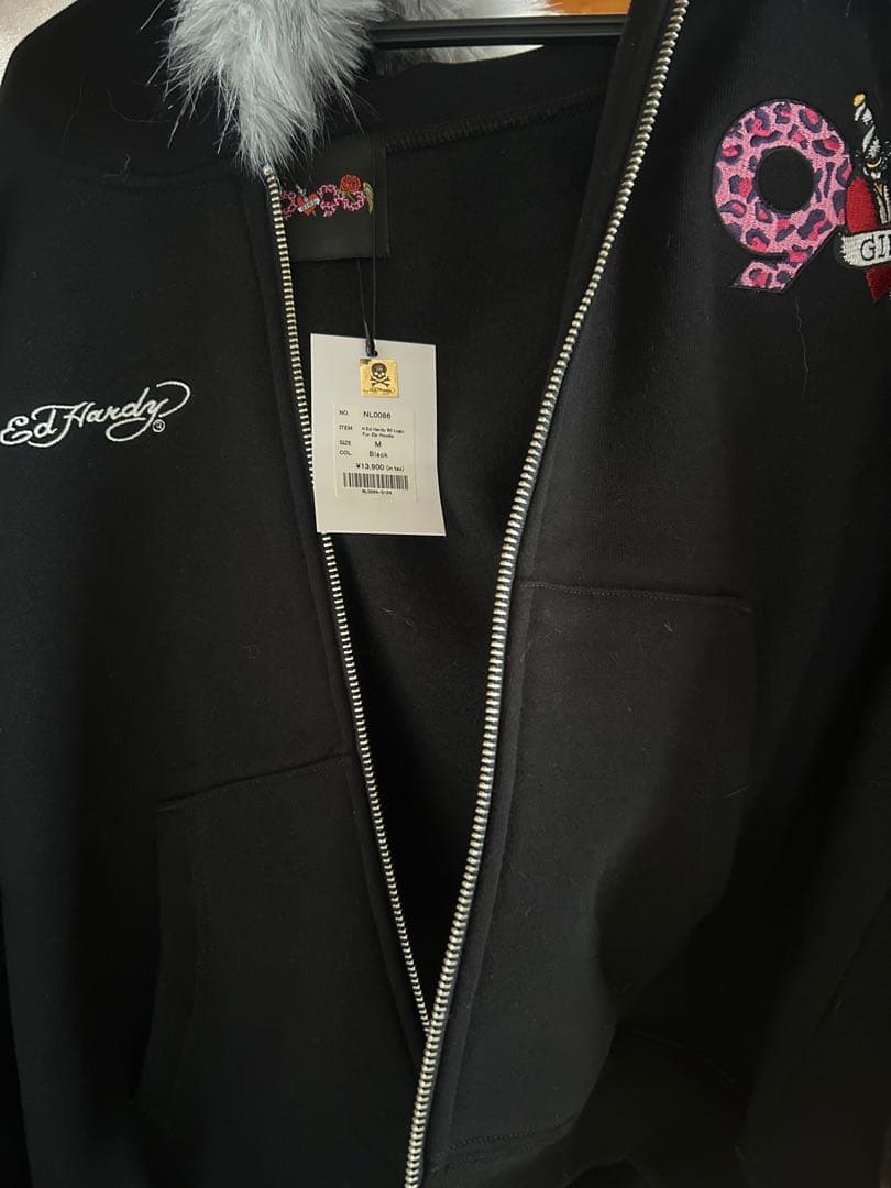 最安値！girl×Ed Hardy 90 Logo Fur Zip Hoodie