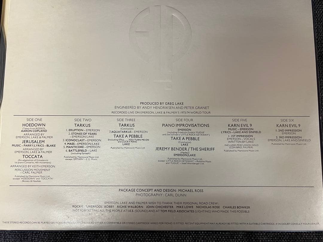 ELP 1974年 日本盤 3LP 洋楽レコード　ライブP-5549-51M