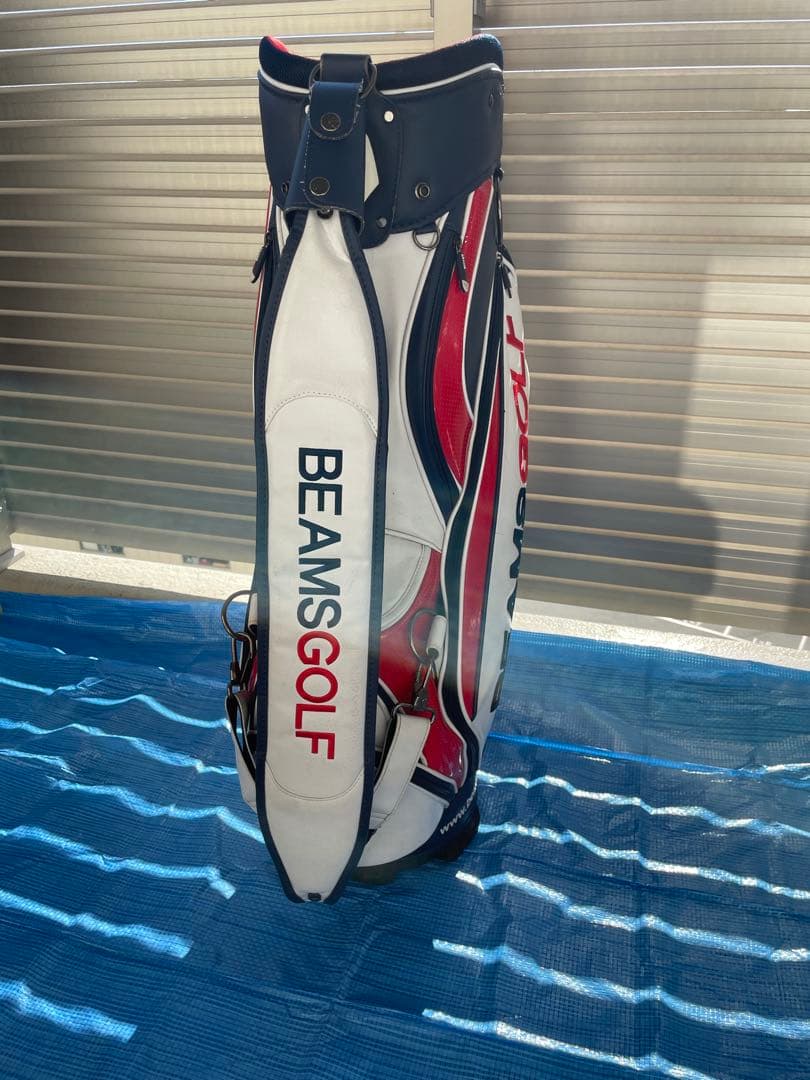 BEAMS GOLF キャディバッグ ホワイト/レッド