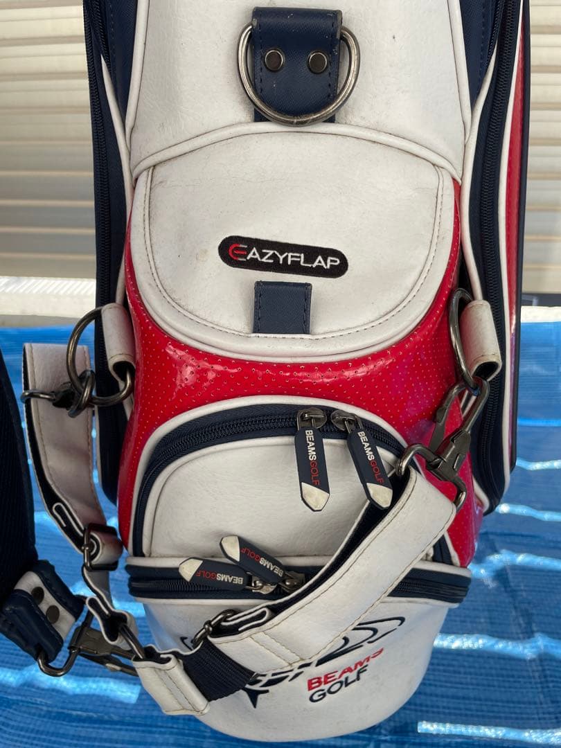 BEAMS GOLF キャディバッグ ホワイト/レッド