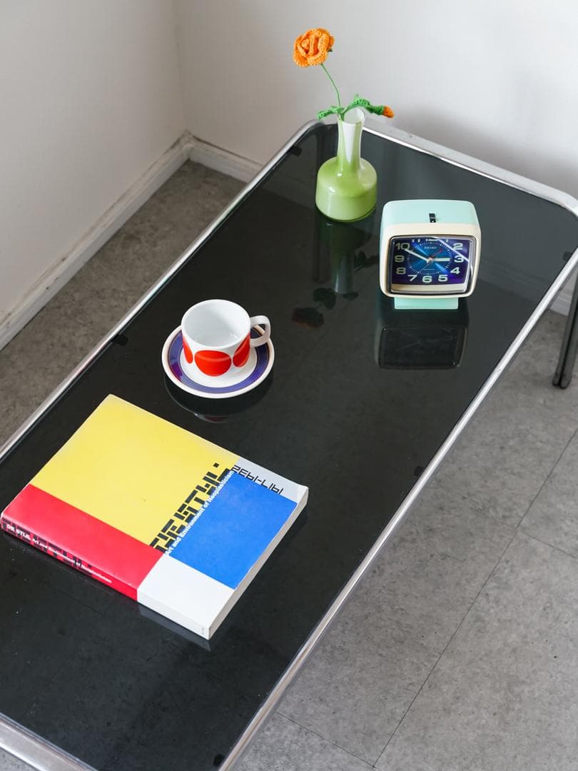 70's ヴィンテージ スモーク アイアン×ガラステーブル ミッドセンチュリー