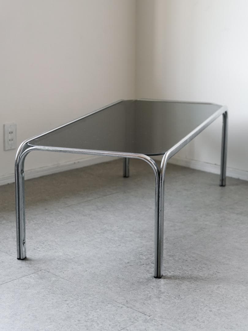 70's ヴィンテージ スモーク アイアン×ガラステーブル ミッドセンチュリー