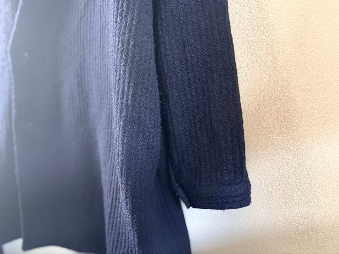 Edwina Hörl ウール混 ノーカラーロングコート 黒系　ガウンコード×