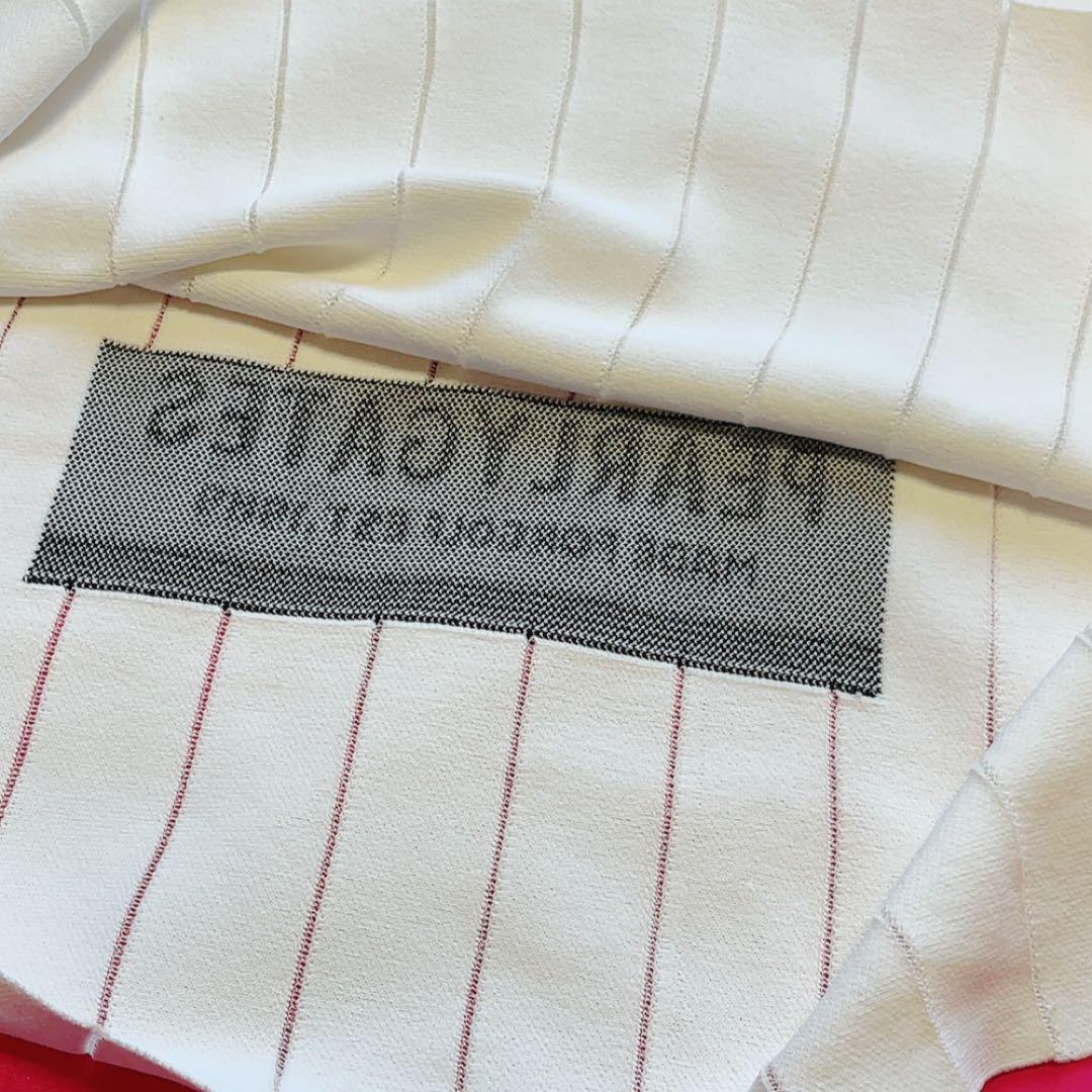 極美品　近年　パーリーゲイツ　ストライプ　ニット　セーター　白　麻