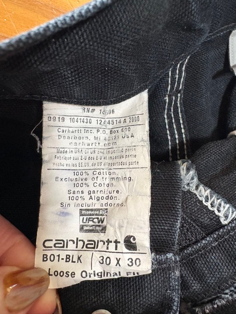 ち*ー様 Carhartt B01-BLK 30×30ダブルニー ブラックペイン